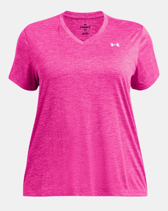Women's UA Tech™ Twist V-Neck Short Sleeve, Pink, pdpMainDesktop image number 2
